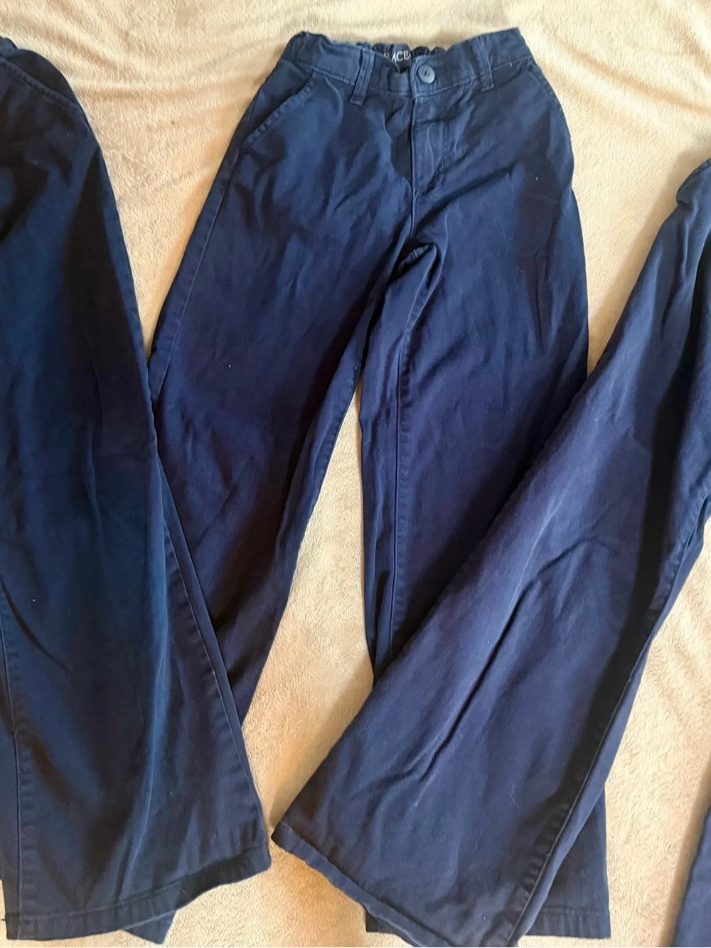 Children’s Place Navy Blue Chino Wide Leg Size 8 Uniform Pants Girls Adjustable